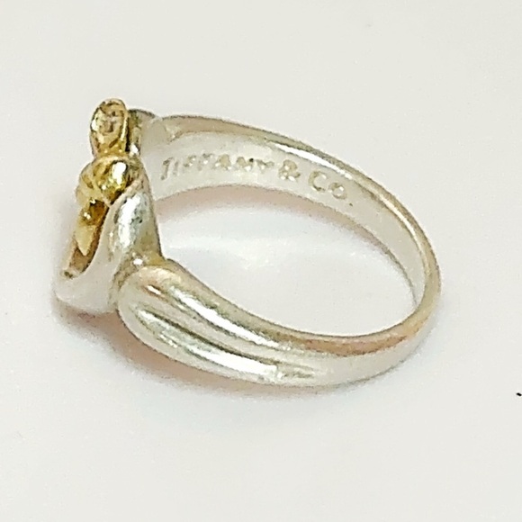 Tiffany & Co Paloma Picasso Loving Heart Ring 925 & 18K Gold Bow Sz 4 - Picture 4 of 9